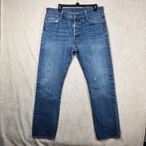 Levi’s 501 Jeans Mens 36x32 Blue Button Fly Straight Leg Denim Casual Minimalist